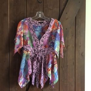 Sheer Multi-colored/pattern blouse.